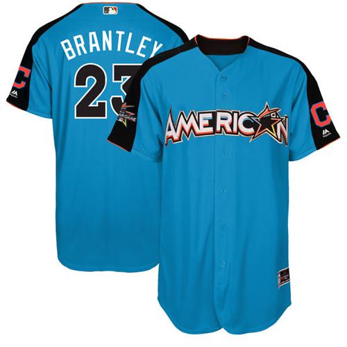 Indians #23 Michael Brantley Blue All-Star American League Stitched MLB Jersey - Click Image to Close